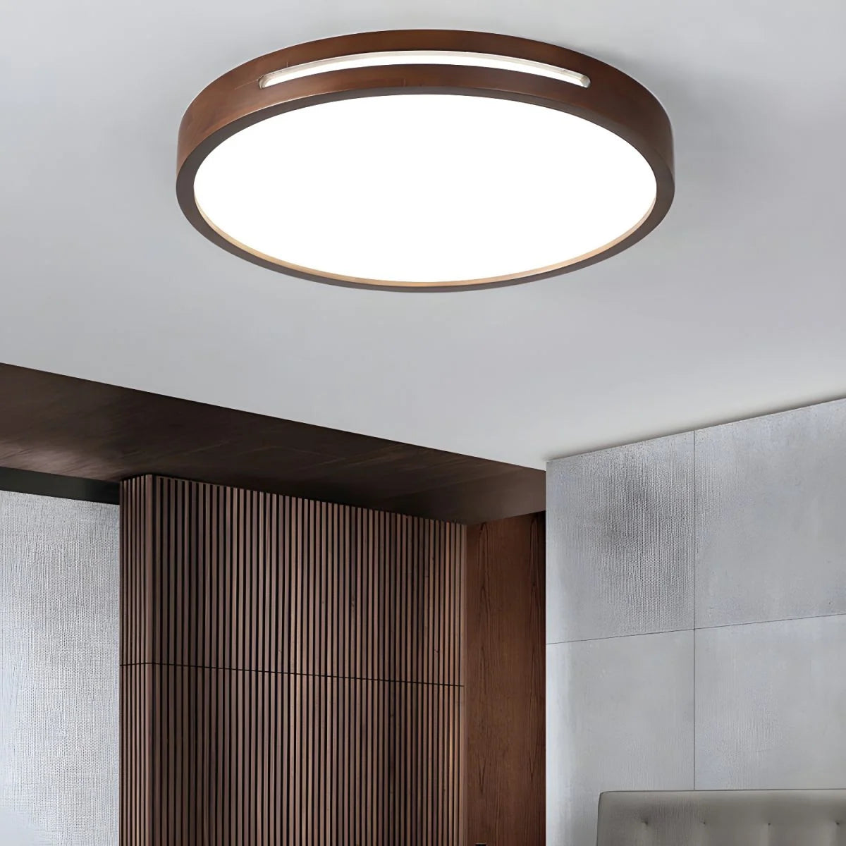 Ceiling Light | Flush-Mount Wood Frame & Dimmable LED