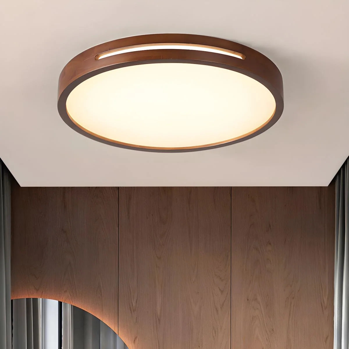 Ceiling Light | Flush-Mount Wood Frame & Dimmable LED