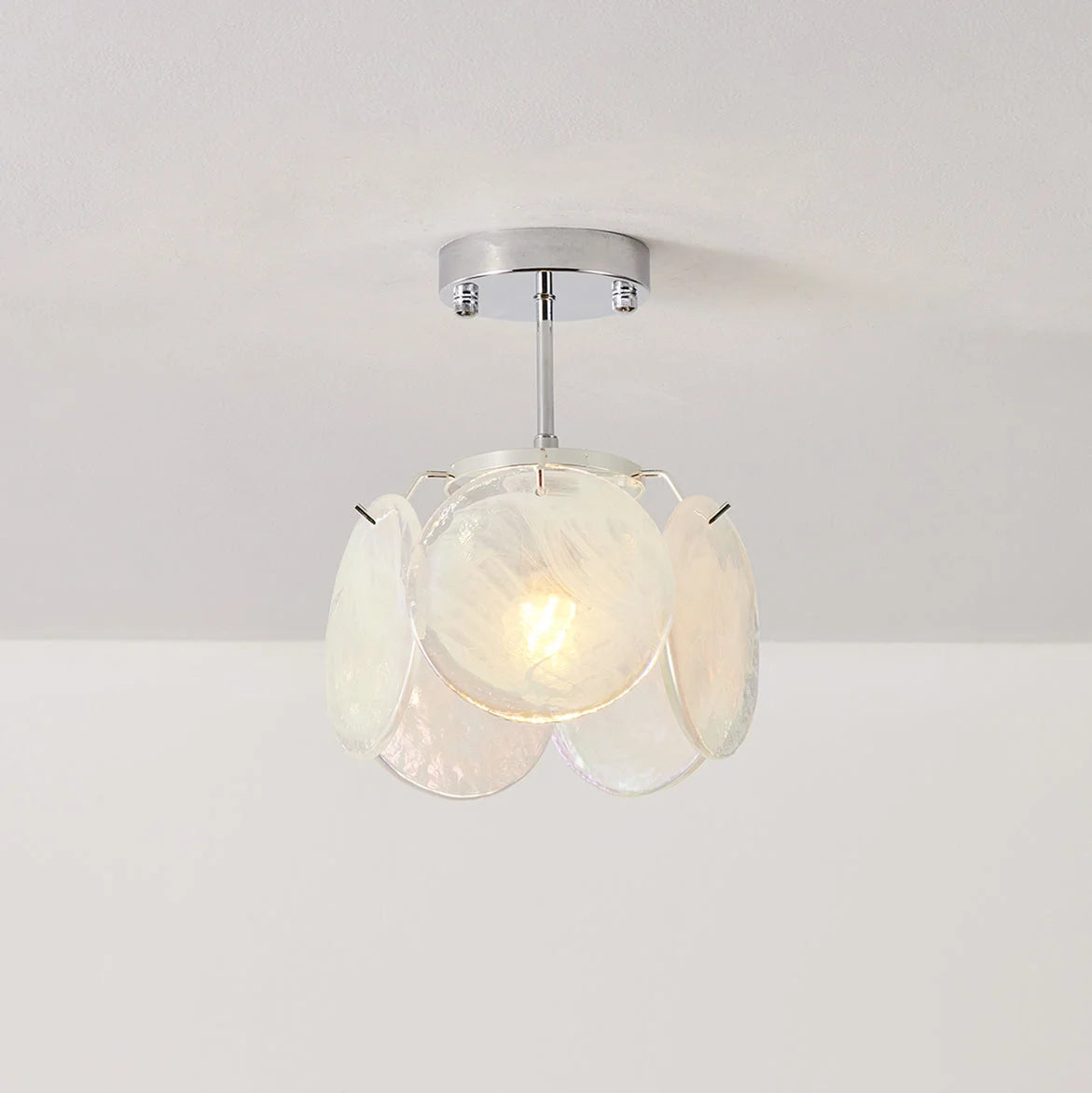 Ceiling Light | Glass Shade & Metal Canopy | Damp-Location Rated