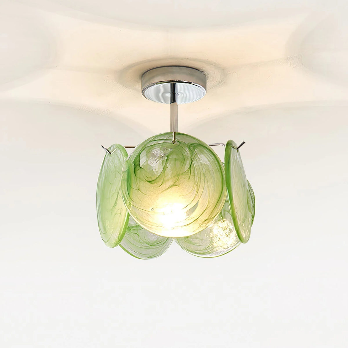 Ceiling Light | Glass Shade & Metal Canopy | Damp-Location Rated