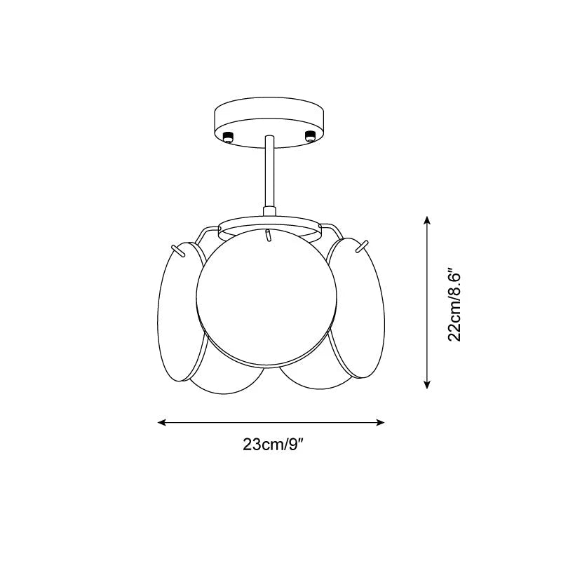 Ceiling Light | Glass Shade & Metal Canopy | Damp-Location Rated
