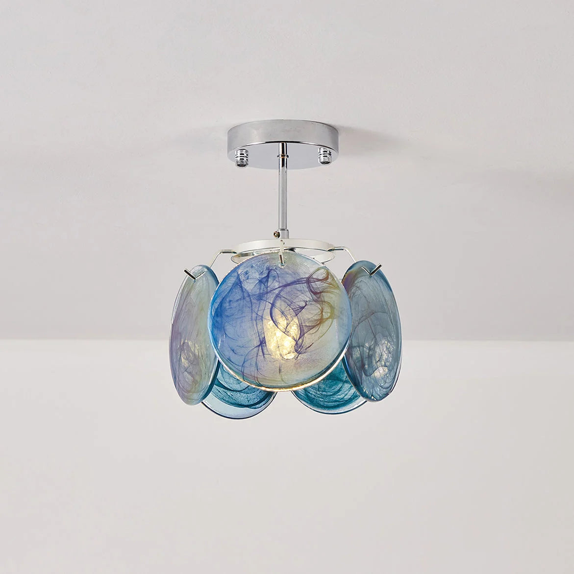 Ceiling Light | Glass Shade & Metal Canopy | Damp-Location Rated