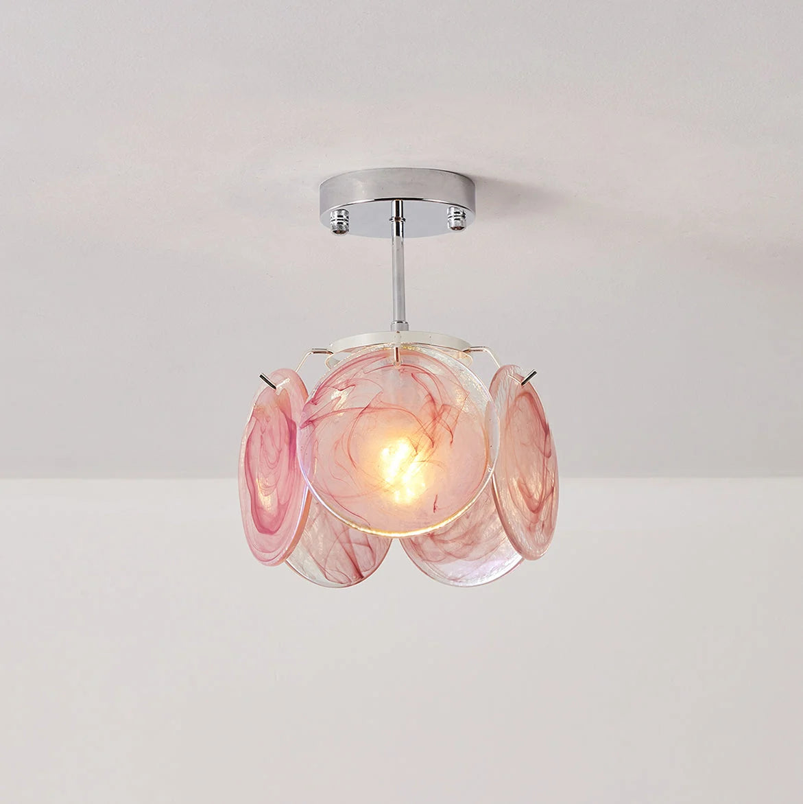 Ceiling Light | Glass Shade & Metal Canopy | Damp-Location Rated