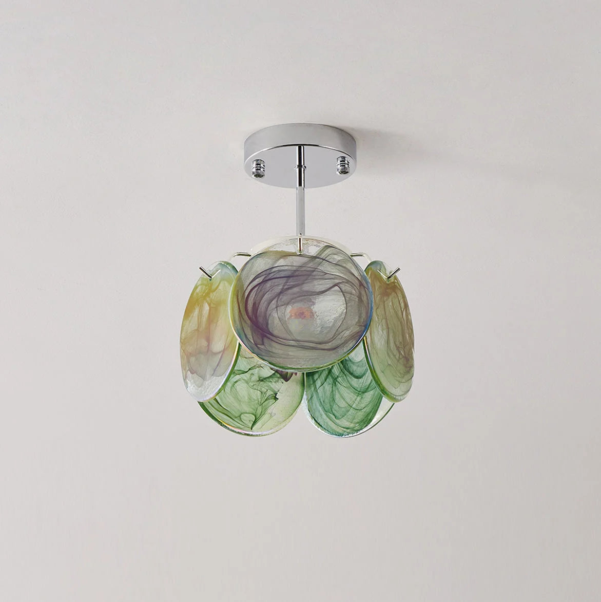 Ceiling Light | Glass Shade & Metal Canopy | Damp-Location Rated