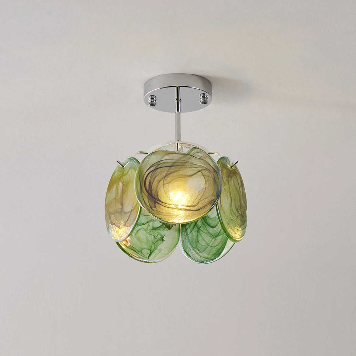 Ceiling Light | Glass Shade & Metal Canopy | Damp-Location Rated