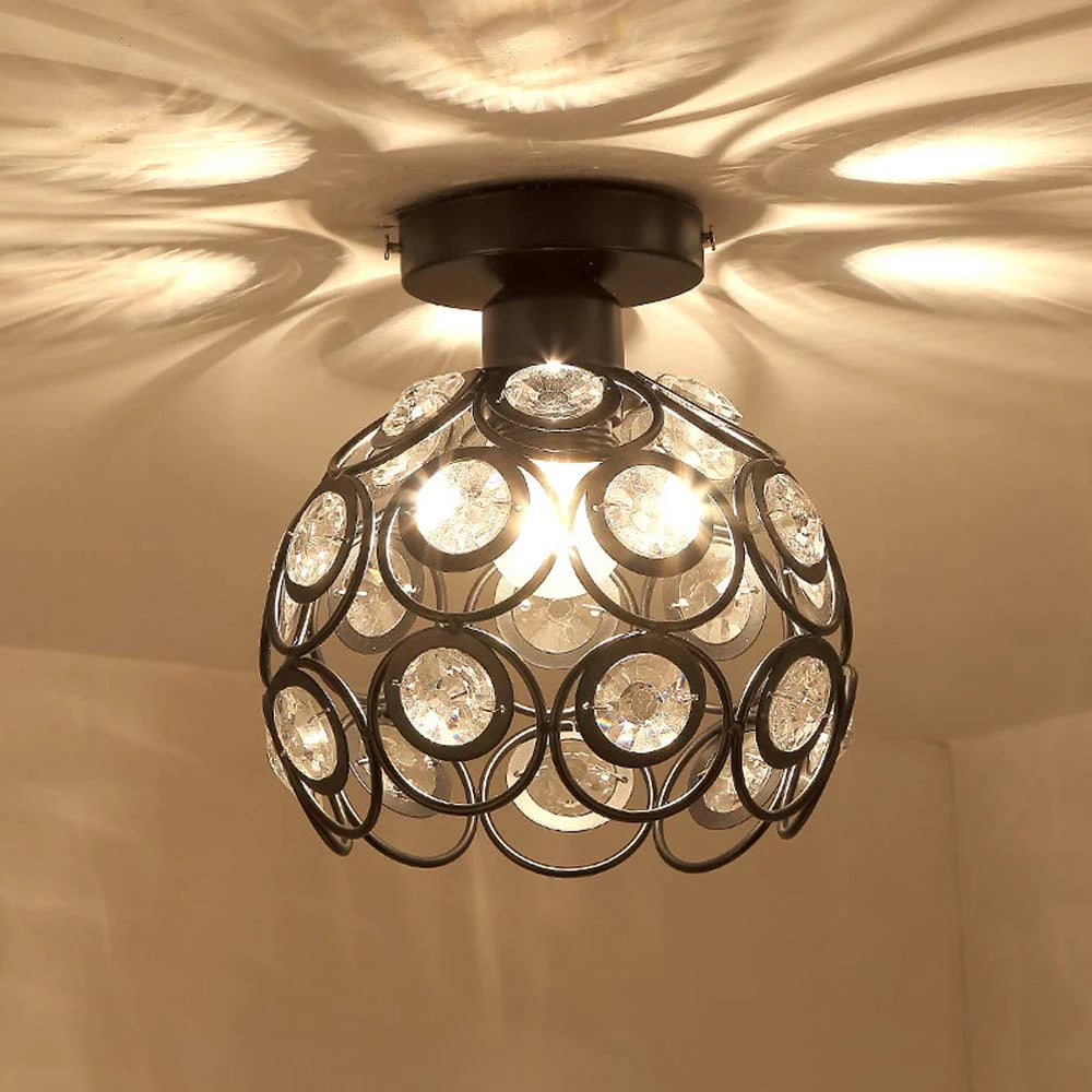 Ceiling Light | Gold Globe & Crystal Accents | E27 Socket