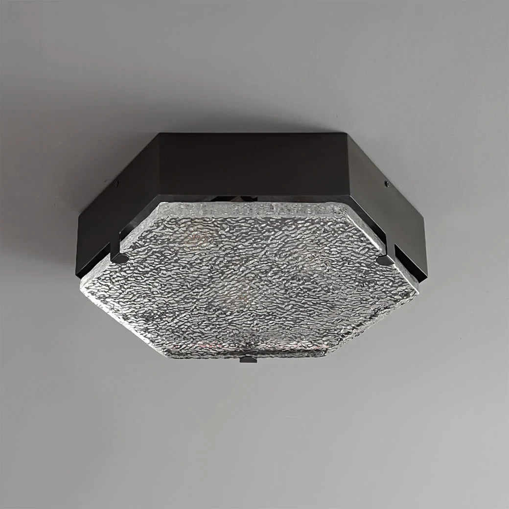 Ceiling Light | Hexagonal Opal Glass & Black-Copper Finish | 40 cm Diameter