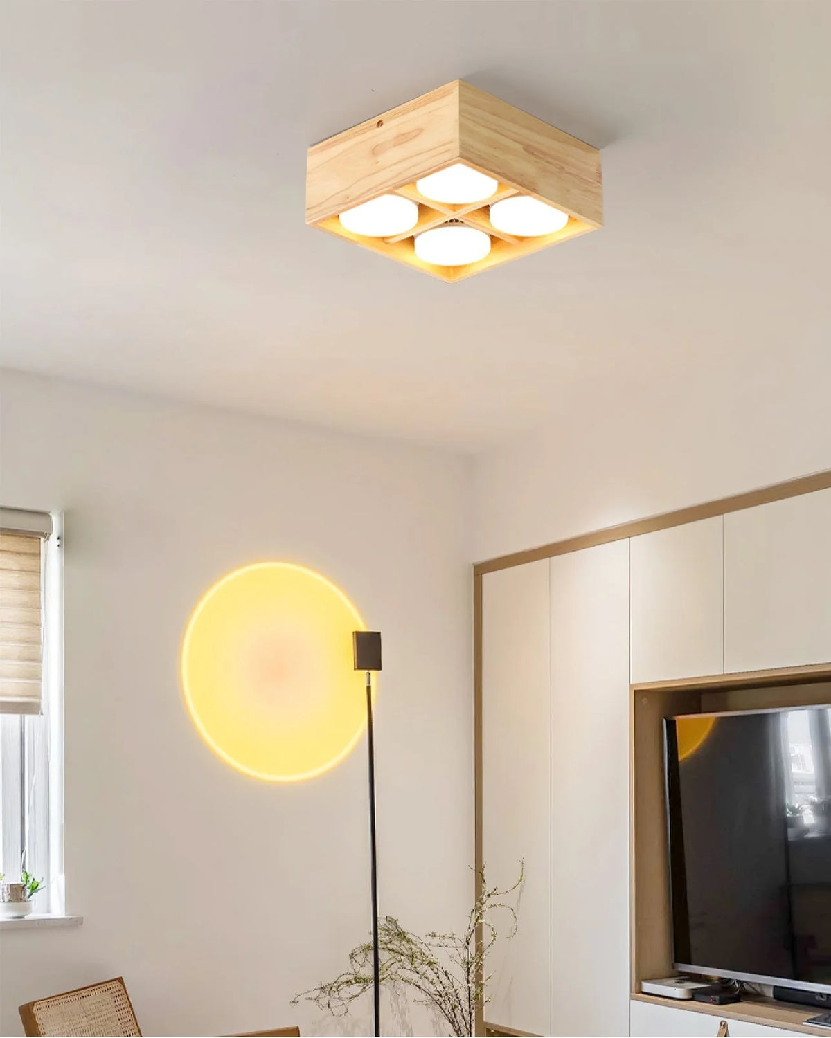 Ceiling Light | Integrated LED Rubberwood & Acrylic | 1/2/4-Head Options