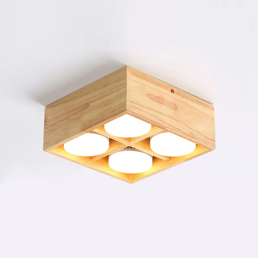 Ceiling Light | Integrated LED Rubberwood & Acrylic | 1/2/4-Head Options