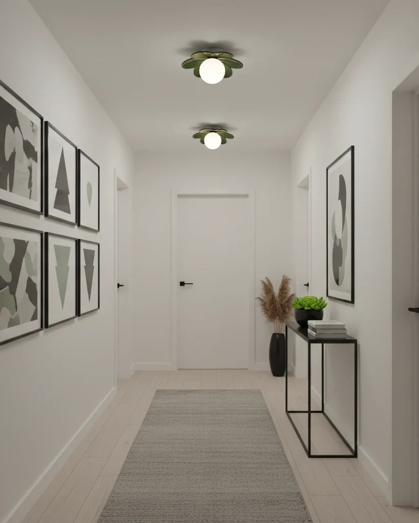 Ceiling Light | Petal Design & Frosted Globe | 24 cm Diameter