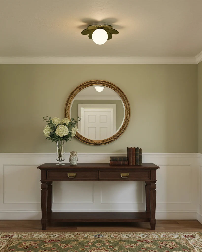Ceiling Light | Petal Design & Frosted Globe | 24 cm Diameter