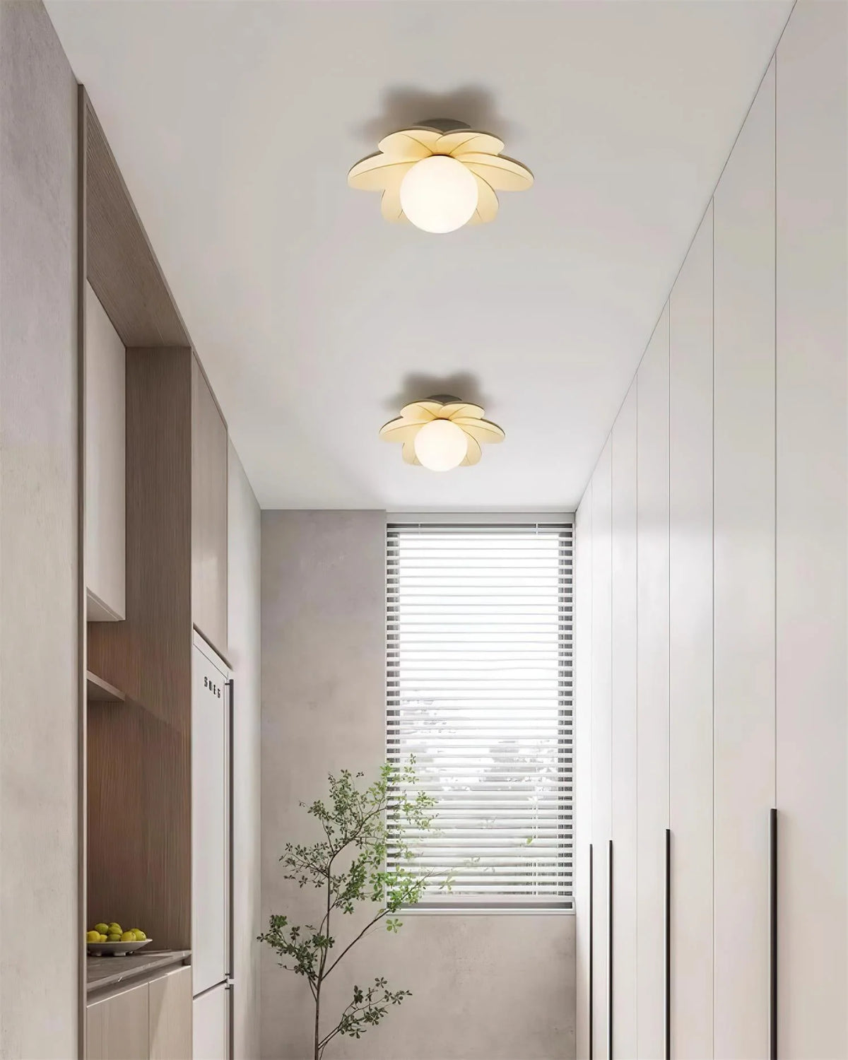Ceiling Light | Petal Design & Frosted Globe | 24 cm Diameter