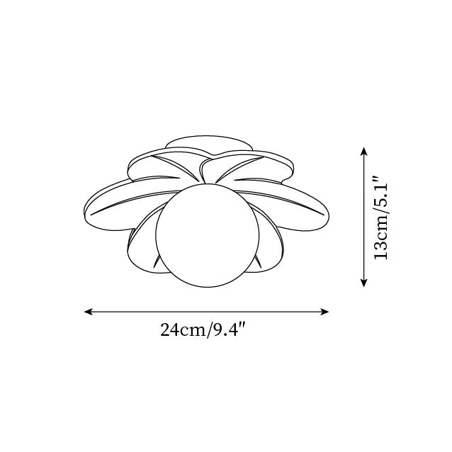 Ceiling Light | Petal Design & Frosted Globe | 24 cm Diameter