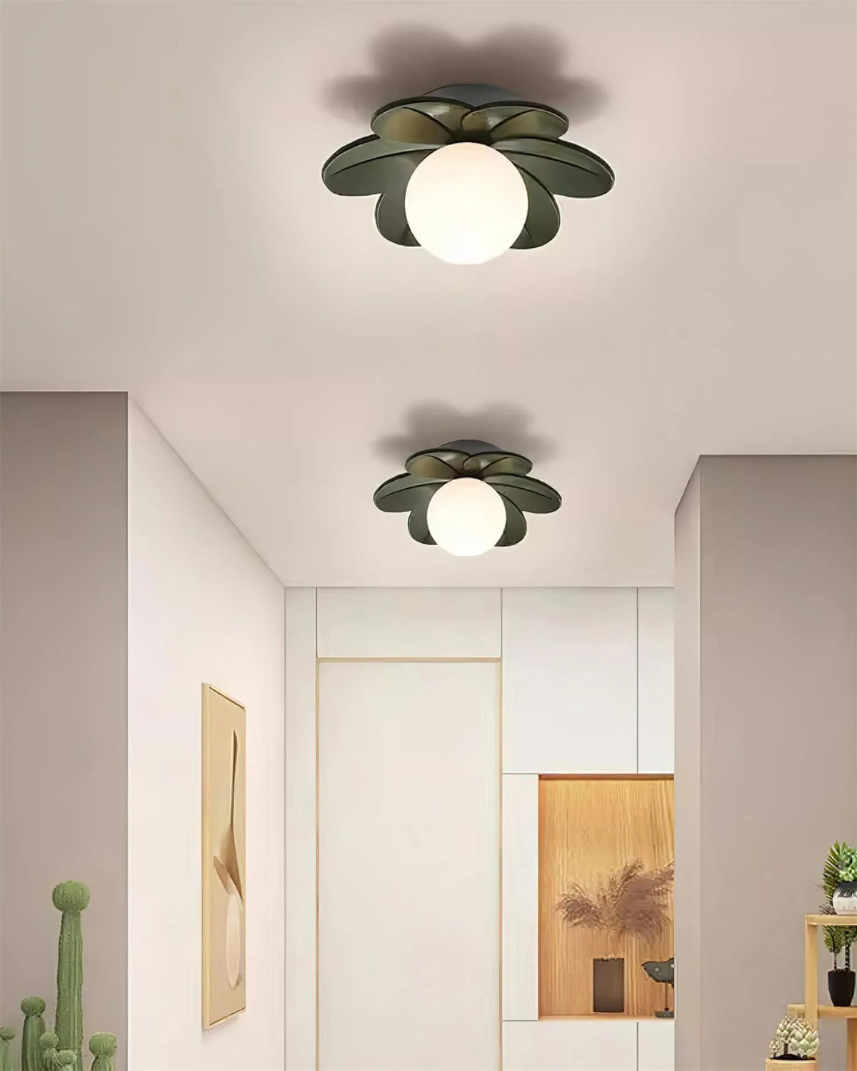 Ceiling Light | Petal Design & Frosted Globe | 24 cm Diameter