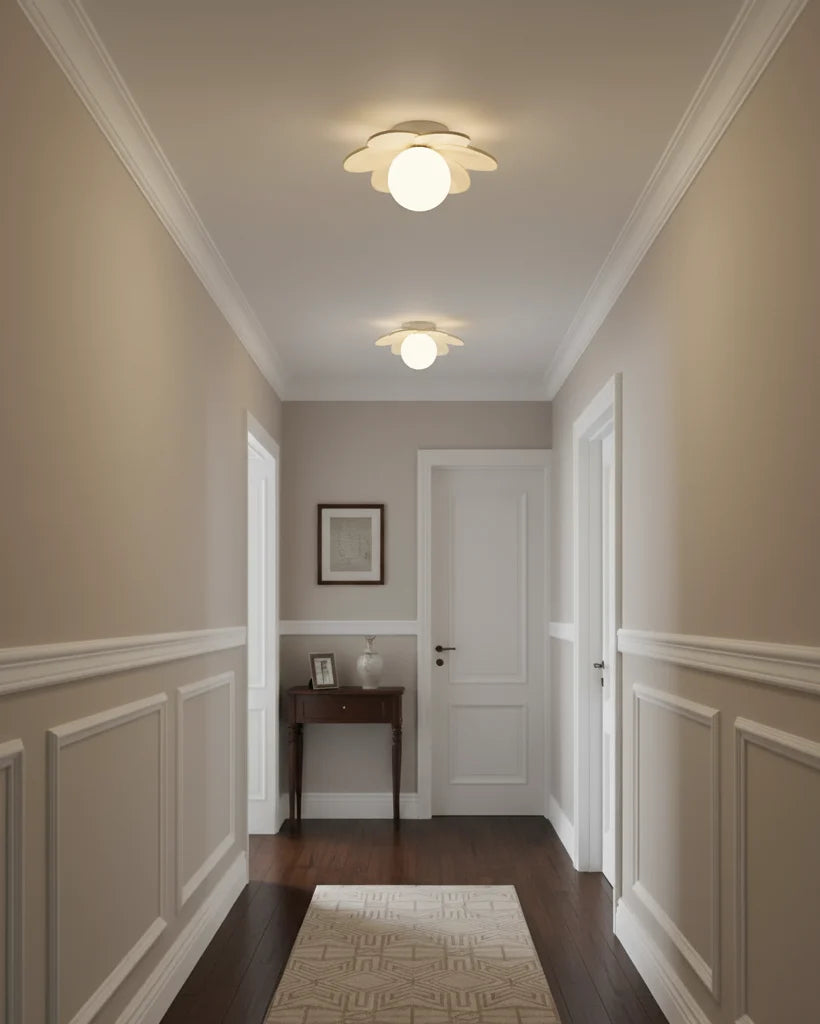 Ceiling Light | Petal Design & Frosted Globe | 24 cm Diameter