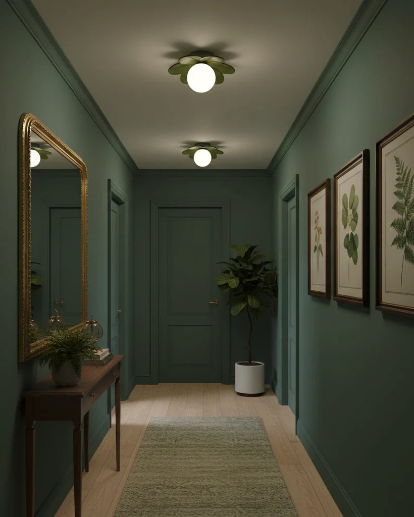 Ceiling Light | Petal Design & Frosted Globe | 24 cm Diameter