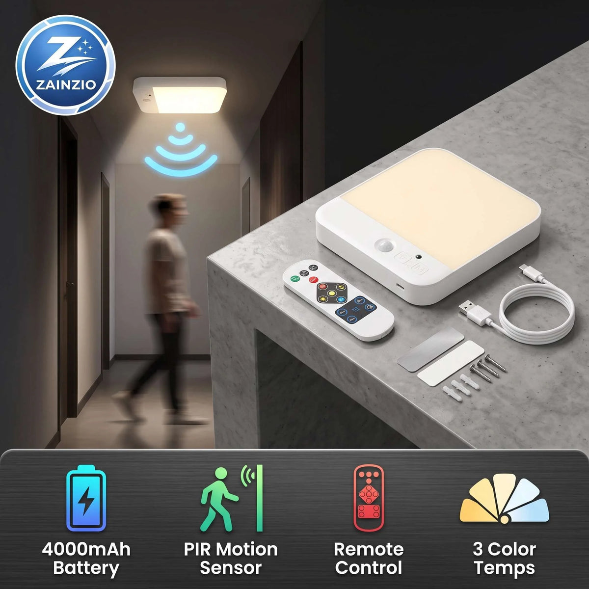 Ceiling Light | Rechargeable Motion Sensor LED | Remote Control