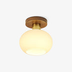Ceiling Light | Solid Wood & Copper-Tone Iron | 3-Colour Dimmable
