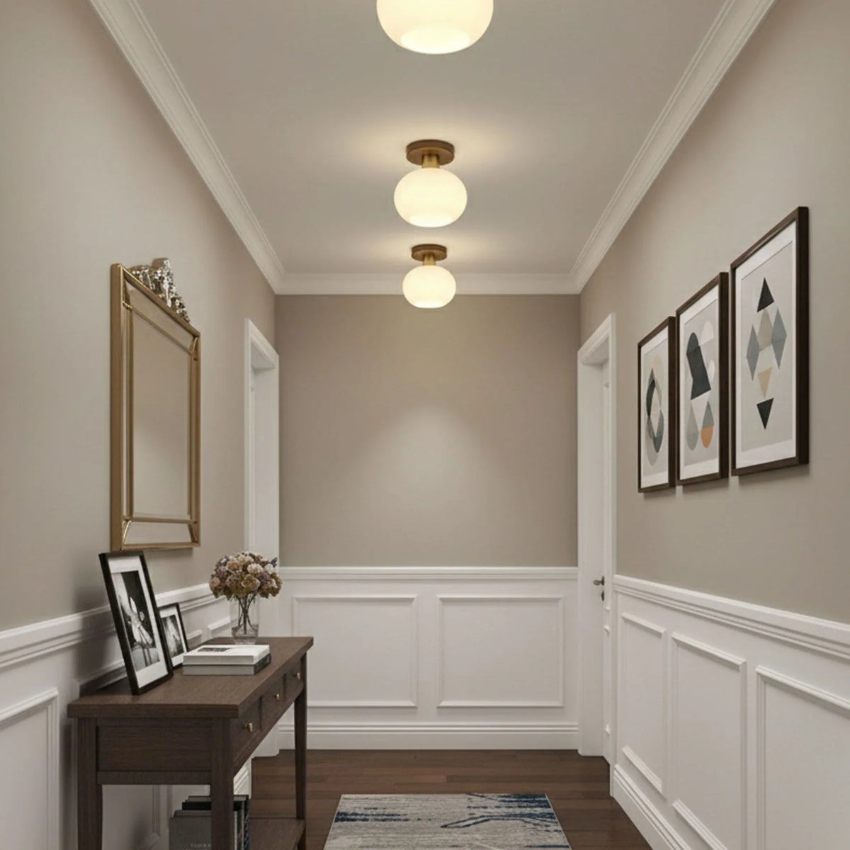 Ceiling Light | Solid Wood & Copper-Tone Iron | 3-Colour Dimmable