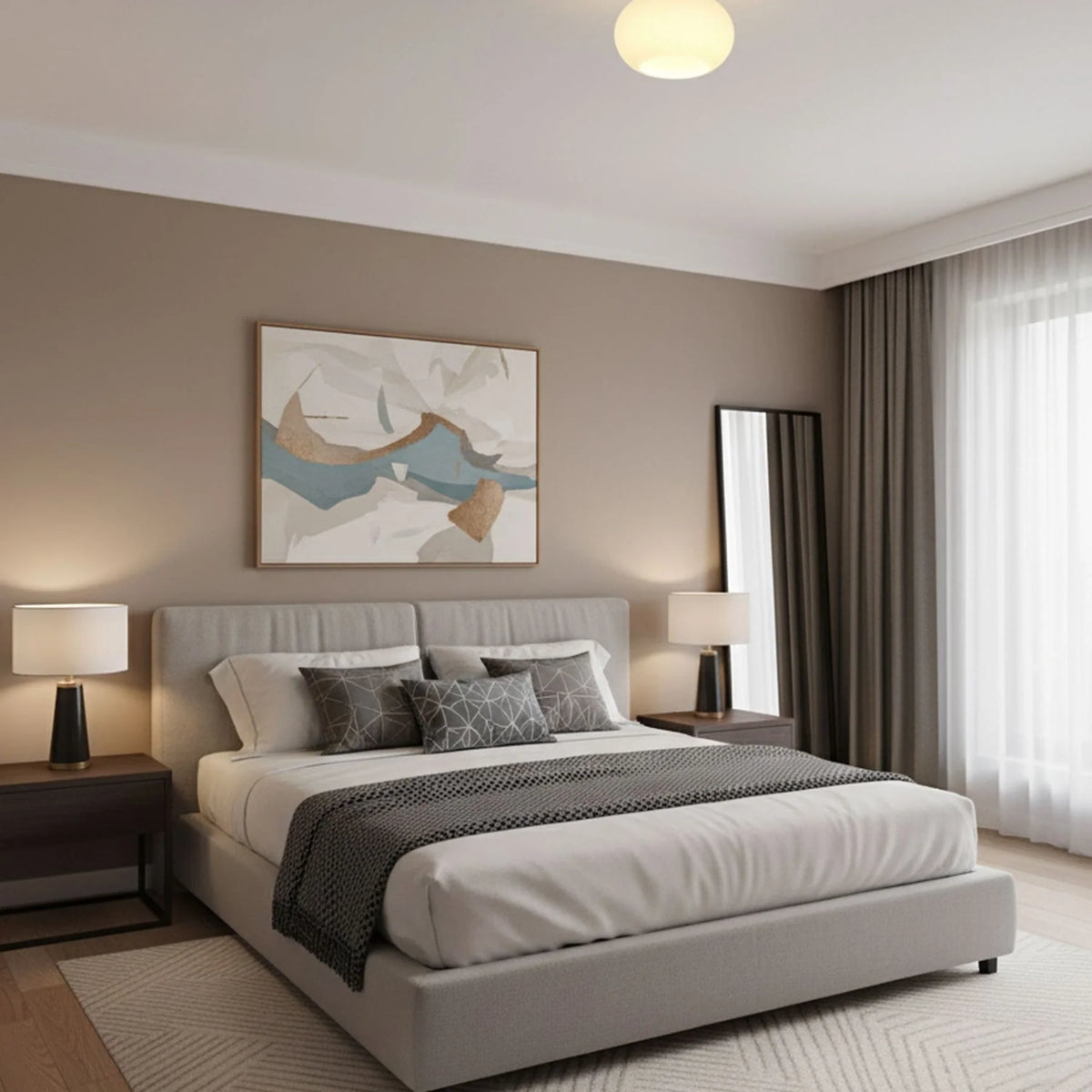 Ceiling Light | Solid Wood & Copper-Tone Iron | 3-Colour Dimmable