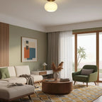 Ceiling Light | Solid Wood & Copper-Tone Iron | 3-Colour Dimmable