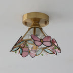 Ceiling Light | Stained Glass & Brass | Butterfly Design