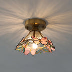 Ceiling Light | Stained Glass & Brass | Butterfly Design
