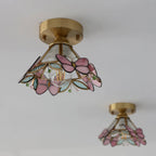 Ceiling Light | Stained Glass & Brass | Butterfly Design