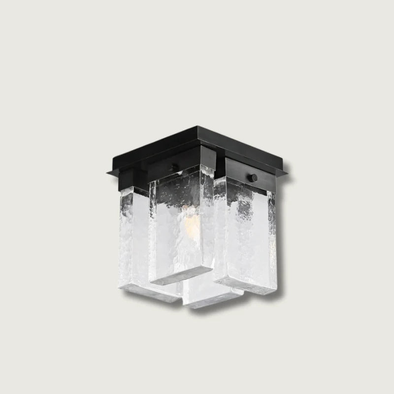 Ceiling Light | Textured Glass Shade & Brass Base