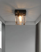Ceiling Light | Textured Glass Shade & Brass Base