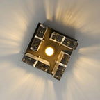 Ceiling Light | Textured Glass Shade & Brass Base