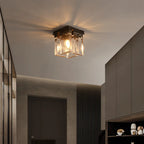 Ceiling Light | Textured Glass Shade & Brass Base