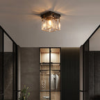 Ceiling Light | Textured Glass Shade & Brass Base