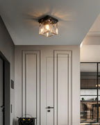 Ceiling Light | Textured Glass Shade & Brass Base