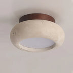 Ceiling Light | Travertine Stone & Wood Base | Integrated LED
