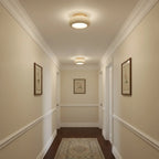 Ceiling Light | Travertine Stone & Wood Base | Integrated LED