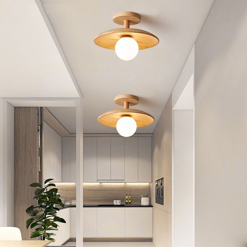 Ceiling Light | Minimalist Wood Frame & Acrylic Shade
