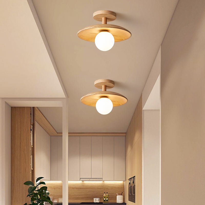 Ceiling Light | Minimalist Wood Frame & Acrylic Shade