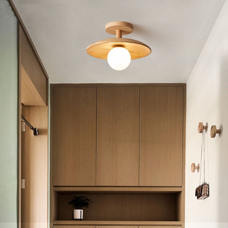 Ceiling Light | Minimalist Wood Frame & Acrylic Shade