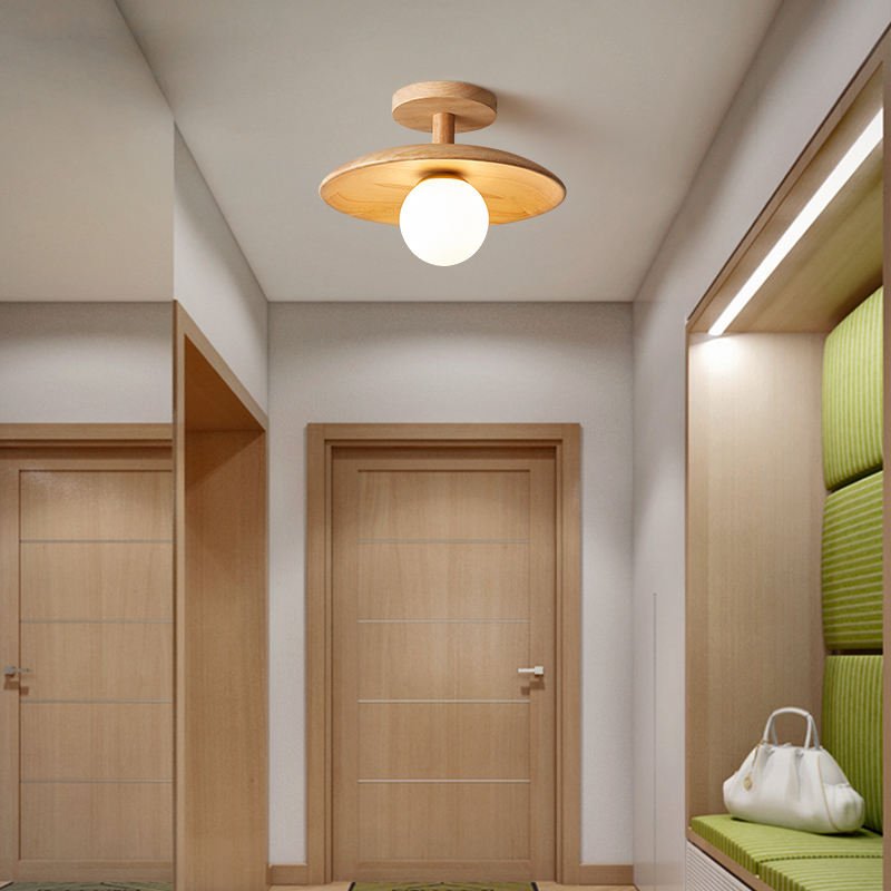 Ceiling Light | Minimalist Wood Frame & Acrylic Shade