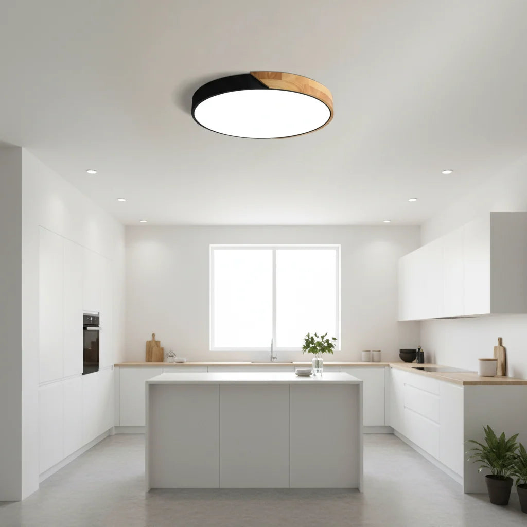 Ceiling Light | Wood Accent & Flush-Mount | Integrated LED