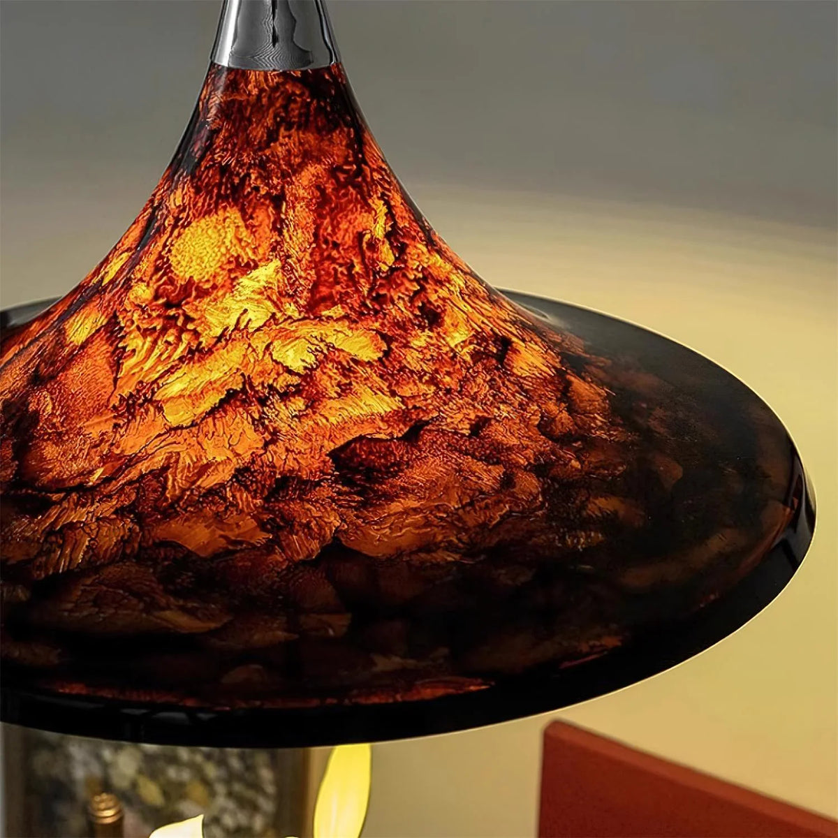 Ceiling Pendant Lamp | Horn-Shaped Chrome & Acrylic | 42/58 cm