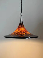 Ceiling Pendant Lamp | Horn-Shaped Chrome & Acrylic | 42/58 cm
