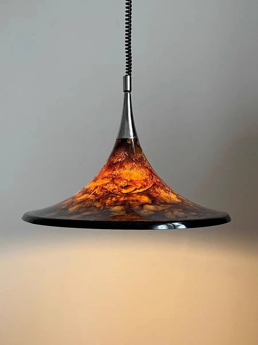 Ceiling Pendant Lamp | Horn-Shaped Chrome & Acrylic | 42/58 cm