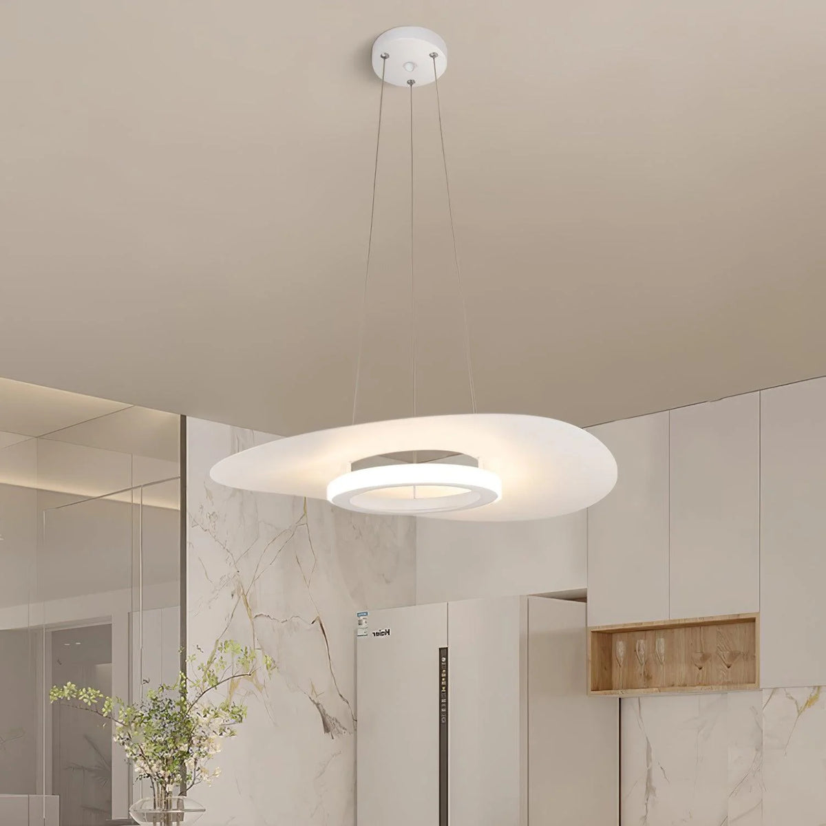Ceiling Pendant Lamp | UFO LED Ring & Adjustable Height