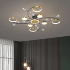 Ceiling Pendant Light | Circular Metal & Acrylic Frame | Stepless Dimming, 8–10 Bulbs