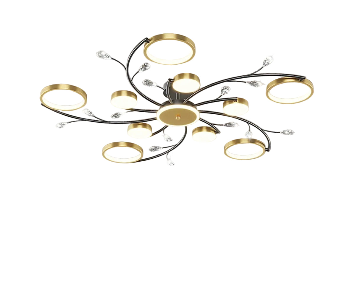 Ceiling Pendant Light | Circular Metal & Acrylic Frame | Stepless Dimming, 8–10 Bulbs