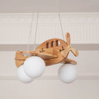 Ceiling Pendant Light | Wood & White Glass | Adjustable 59" Cable