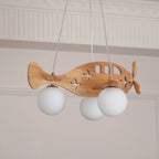 Ceiling Pendant Light | Wood & White Glass | Adjustable 59" Cable