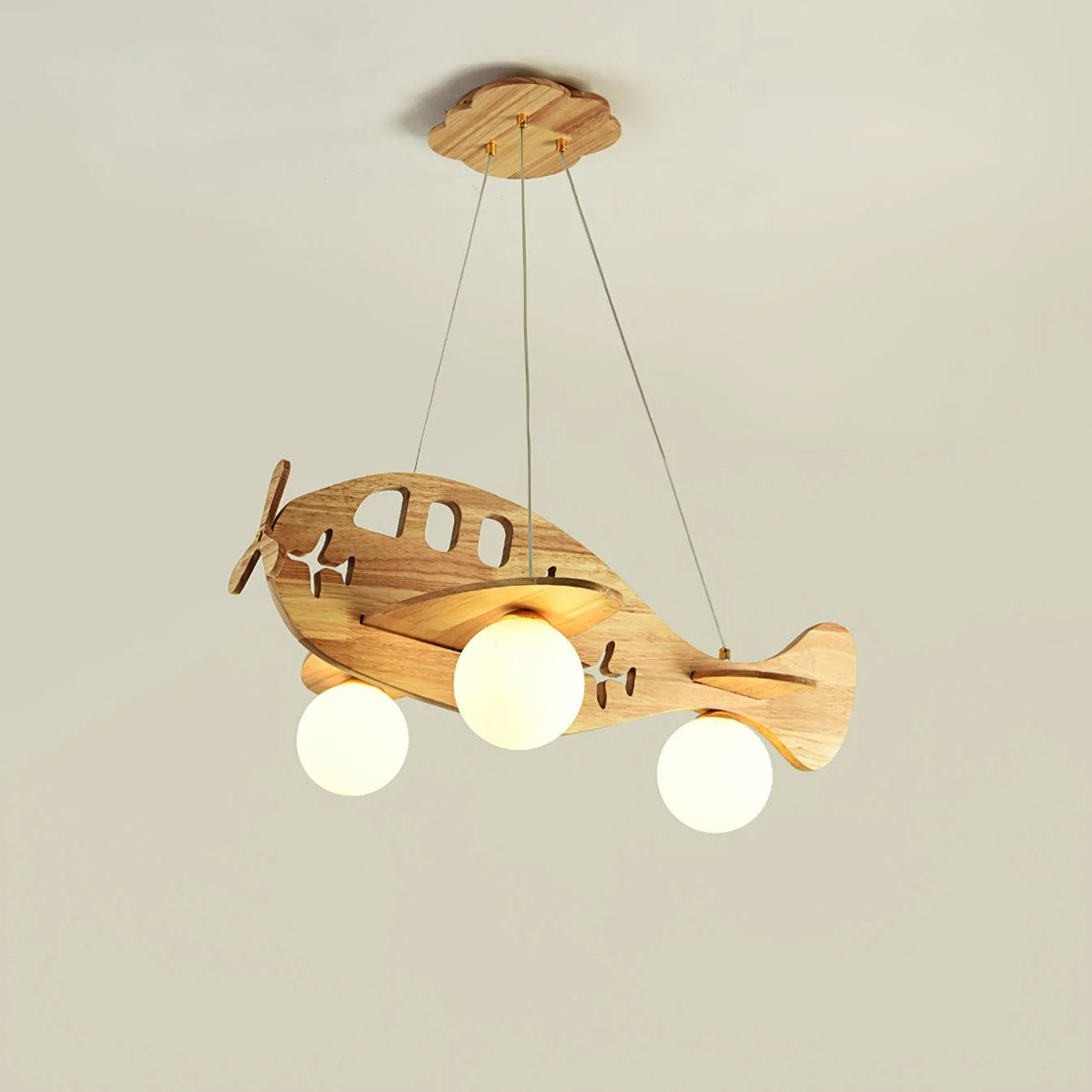 Ceiling Pendant Light | Wood & White Glass | Adjustable 59" Cable